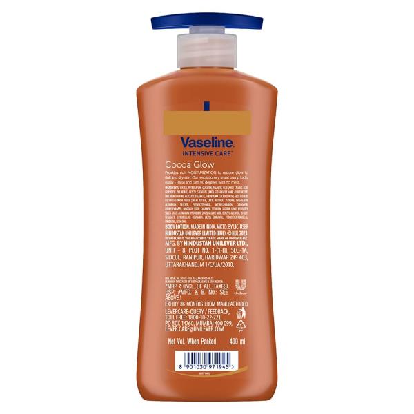 Vaseline Cocoa Glow Serum In Lotion, 400 ml | 100% Pure Cocoa & Shea Butter for Glowing & Soft Skin grocery