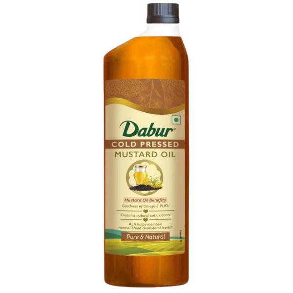 Dabur Cold Pressed Mustard Oil 1L | Healthy Cooking Oil | Goodness of Omega 3 & 6 GROCERY