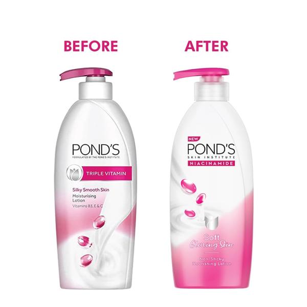 POND's Triple Vitamin Moisturising Body Lotion, 275Ml, For Dry Skin, Smooth And Soft Skin (Pack of 2)  grocery