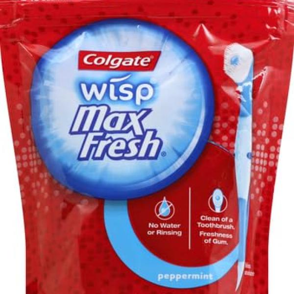 Colgate Adult Max Fresh Wisp Disposable Travel Manual Toothbrush, Peppermint - 24 Count, Red GROCERY