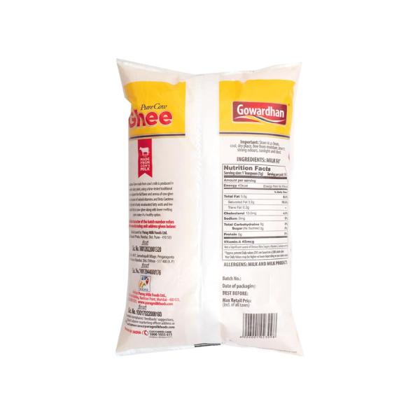 Gowardhan Pure Cow Ghee Pouch 1 Liter GROCERY