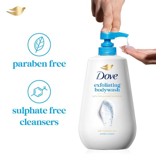 Dove Exfoliating Bodywash with Triple Hydration Serum, 825ml grocery