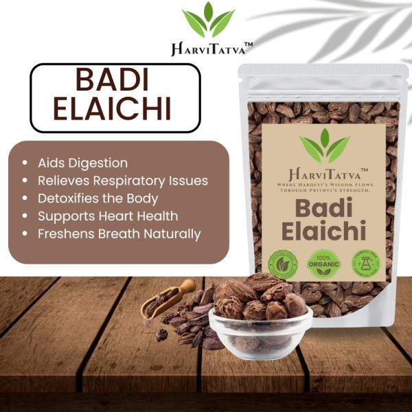 HarviTatva Badi Elaichi Whole (Black Cardamom) – 100% Natural GROCERY