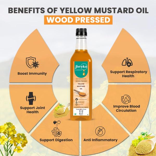 Foreka Cold Pressed Mustard Oil - Unrefined Oil For Cooking - Chemical-free and 100% Natural GROCERY