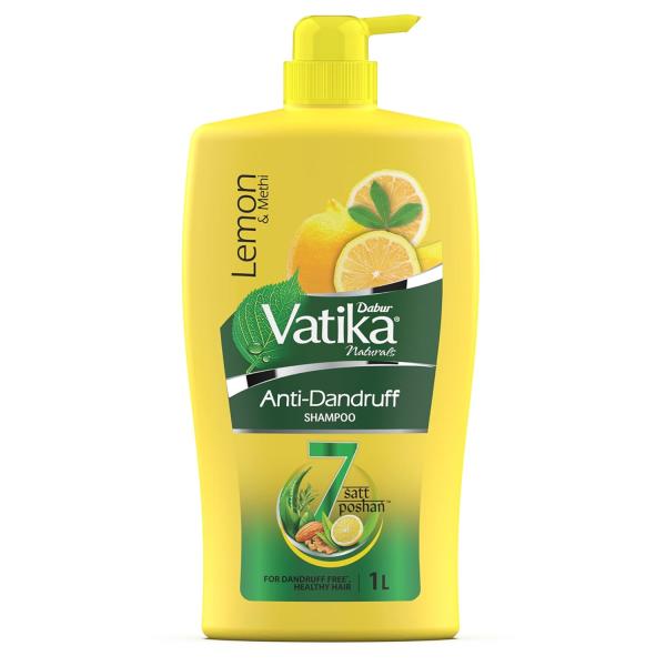 Dabur Vatika Lemon Anti-Dandruff Shampoo - 1 L | Reduces Dandruff from 1st Wash | Moisturises Scalp | Provides Gentle Cleansing, Conditioning &... grocery