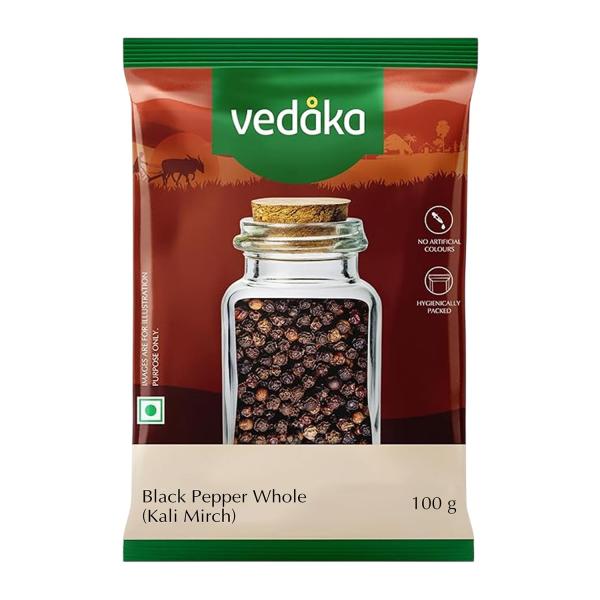 Vedaka Black Pepper Whole (Kali Mirch) |100g |No added colours | No added preservatives | Seeds | GROCERY