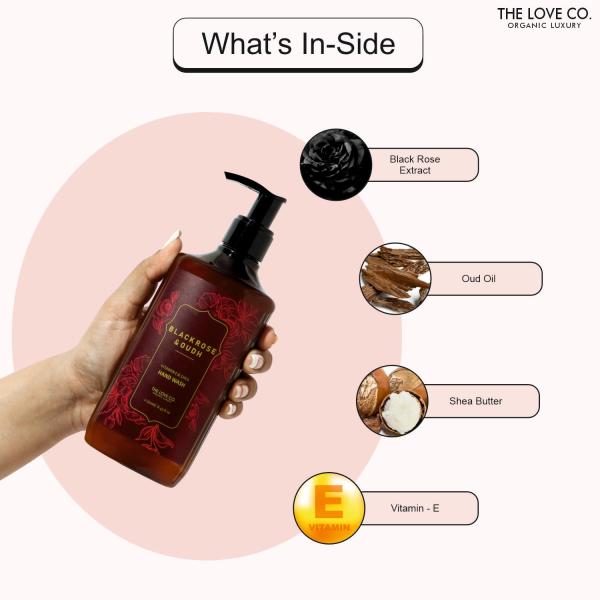 The Love Co. Black Rose & Oud Hand Wash - Infused, Moisturizing & Soothing - Gentle Cleanser for Soft, Hydrated Hands - Ideal for Sensitive Skin - 250ml  grocery