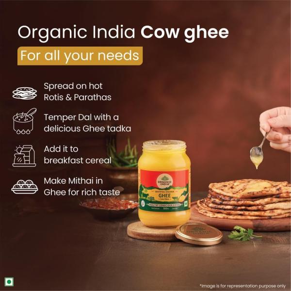 A TATA Product - Organic India Pure Cow Ghee, 500ml, Lab Tested on 600+ Parameters, GROCERY