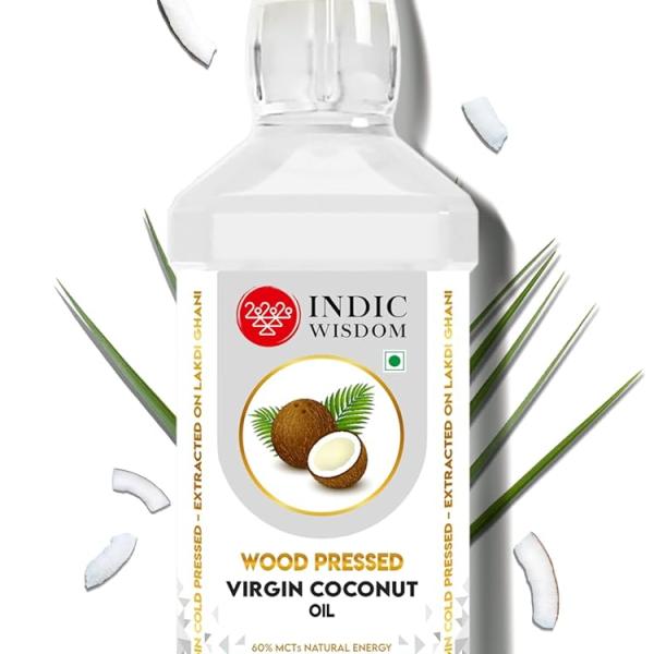 IndicWisdom Wood Pressed Virgin Coconut Oil 1 Liter (Cold Pressed Coconut Oil grocery