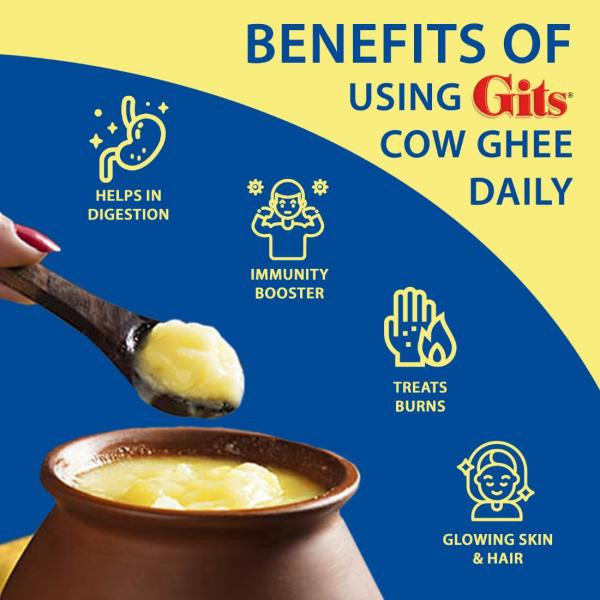 Gits Cow Ghee 500 ml Jar | Pack of 1 | Aroma in every drop |Pure Veg, Pure Cow Ghee,  GROCERY