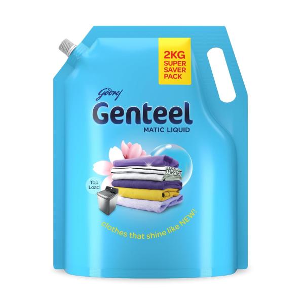 Genteel Matic Liquid Detergent Refill Pouch for Top load Washing - 2kg GROCERY