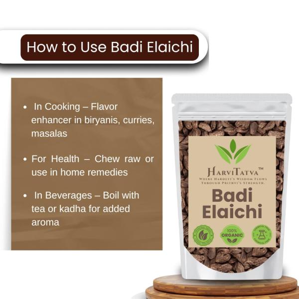 HarviTatva Badi Elaichi Whole (Black Cardamom) – 100% Natural GROCERY