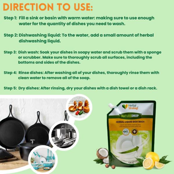 Herbal Strategi NatureDrop Dishwash Liquid - 1.8L Refill | grocery
