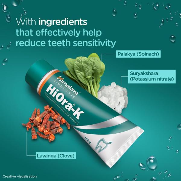 Himalaya HiOra-K toothpaste (100 g) | For sensitive teeth and halitosis | Reduces discomfort from hot and cold stimuli| Helps to prevent  oral infections and gum diseases GROCERY