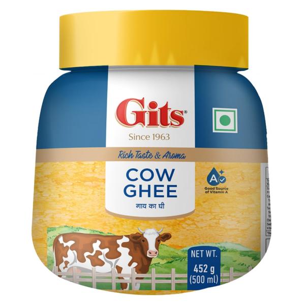 Gits Cow Ghee 500 ml Jar | Pack of 1 | Aroma in every drop |Pure Veg, Pure Cow Ghee,  GROCERY