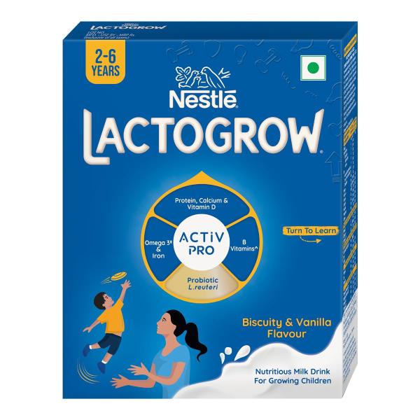 Nestle LACTOGROW Nutritious Milk Drink Powder | Biscuity Vanilla Flavour (2 - 6 Years), 400g, Bag-In-Box Pack  grocery