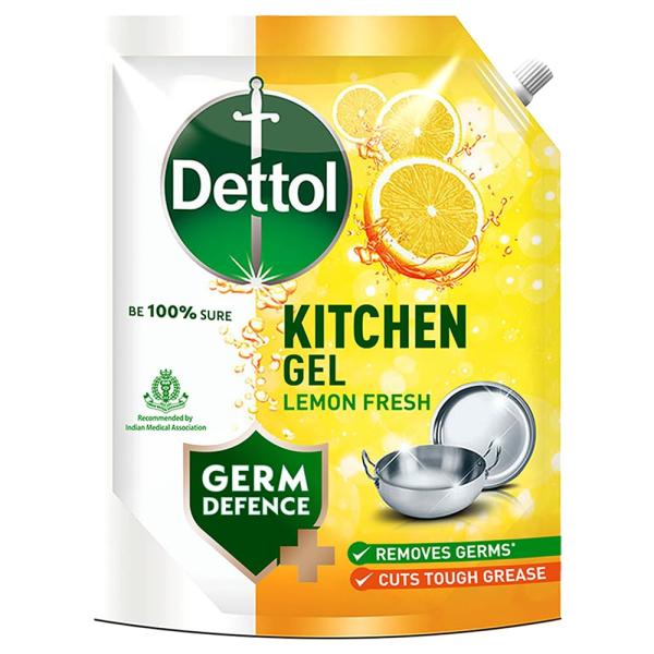 Dettol Dishwash liquid and Kitchen Gel || Cuts Tough Grease || Remove germs || Lemon Fragrance ||1500ml GROCERY