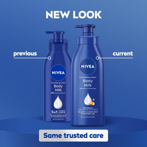 NIVEA Nourishing Body Milk 600ml Body Lotion with Hyaluronic Acid | 72Hr Hydration | GROCERY