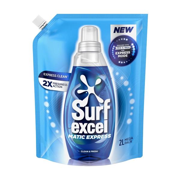 Surf Excel Matic Express Liquid Detergent, Express Clean with 2X Freshness Action 2ltr pouch GROCERY