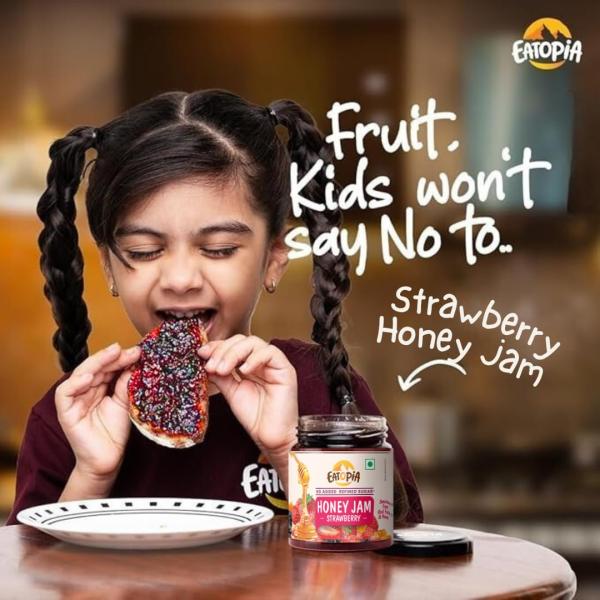 Eatopia Strawberry Honey Jam | 100% Pure & Natural | Healthy Jam for Kids & Adults grocery
