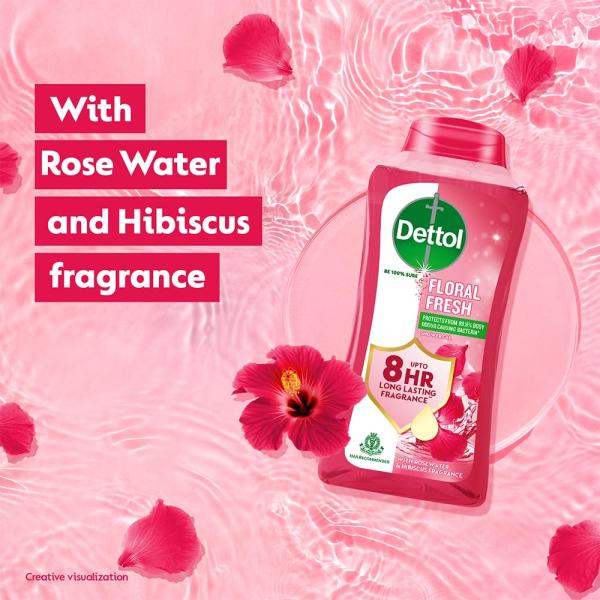 Dettol Body Wash and Shower Gel for Women and Men with Rosewater and Hibiscus- 250ml | 8hr long lasting fragrance GROCERY
