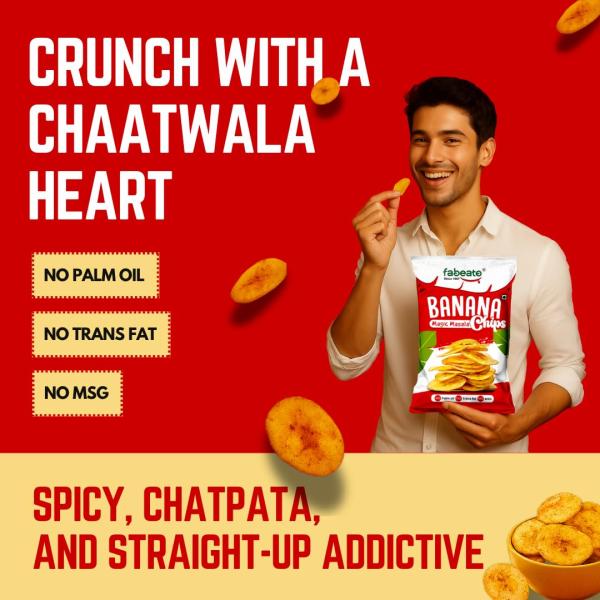Fabeato Banana Chips Magic Masala Flavor No Palm Oil, No MSG, 70g (Pack of 3 grocery