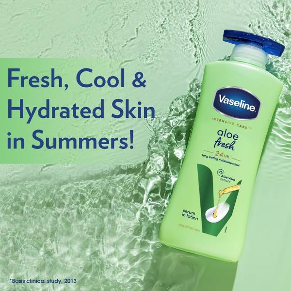 Vaseline Aloe Fresh Body Lotion,24 HR Long Lasting Moisturisation with Aloe Vera extract and Menthol 400ml grocery