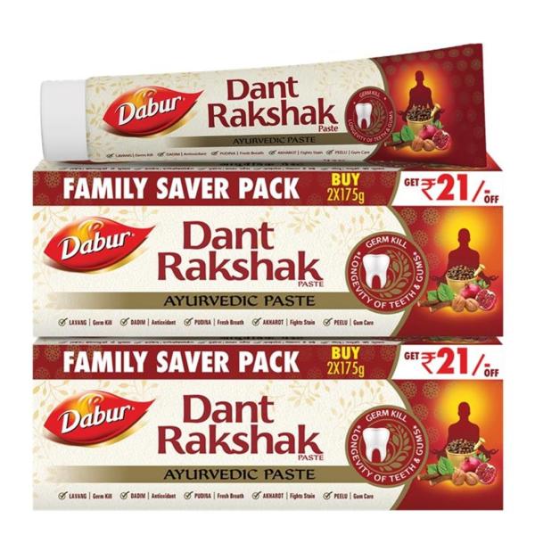 Dabur Dant Rakshak Ayurvedic Toothpaste - 700g (175g x 4) | With Goodness Of 32 Ayurvedic Herbs GROCERY