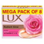 Lux Radiant Glow Bathing Soap infused with Vitamin C & E For Superior Glow Offer Pack of 8 x 150g GROCERY