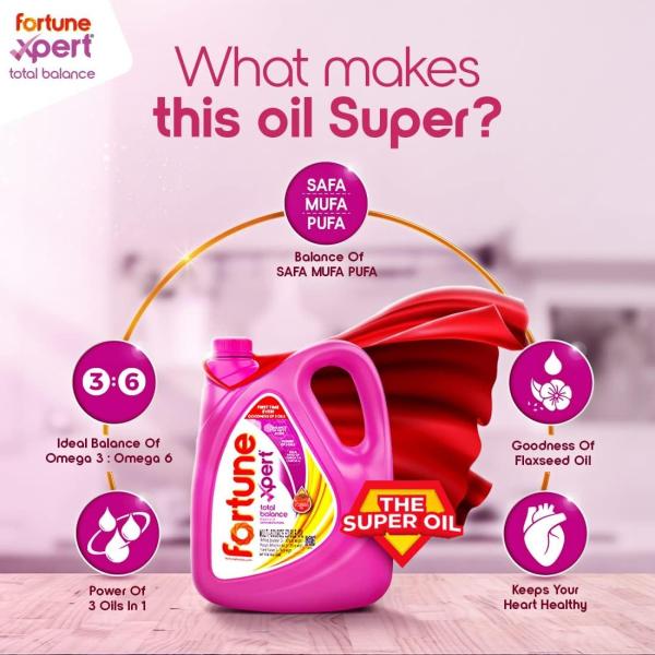 Fortune Xpert Total Balance Oil | Blend of Rice Bran, Soyabean & Flaxseed Oil GROCERY