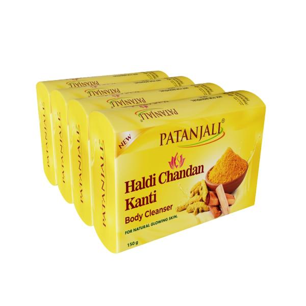 Patanjali Haldi Chandan Kanti Body Cleanser Soap for Men and Women(150g, Pack of 4), Nourishing & Moisturizing, Natural Aloe Vera Soap for Soft Skin grocery