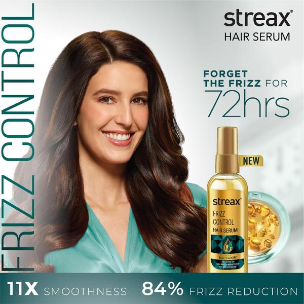 Streax Frizz Control Hair Serum for Dry Frizzy Hair- 100 ml, 72hrs Frizz Free Hair, For Women & Men, GROCERY