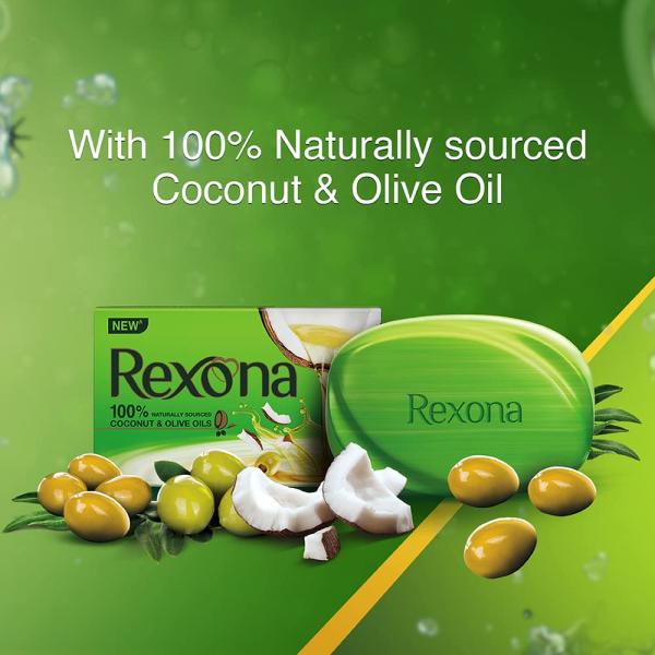 Rexona Coconut and Olive Oil Soap For Silky Smooth Skin, 4X100 g GROCERY