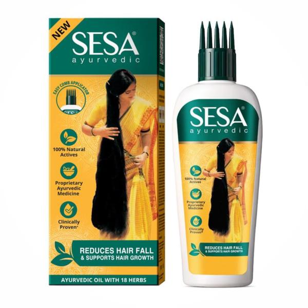 SESA Ayurvedic Hair Oil With Bhringraj & 17 Rare Herbs With Coconut Oil and 4 Nourishing For Hair Growth Help Control Hair Fall with Easy Applicator For Women and Men (200 ml)  grocery