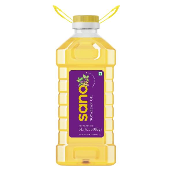 Sano Soybean Oil 5 Ltr PET Bottle: All-natural, nutrient-rich cooking oil with a high omega-3 grocery