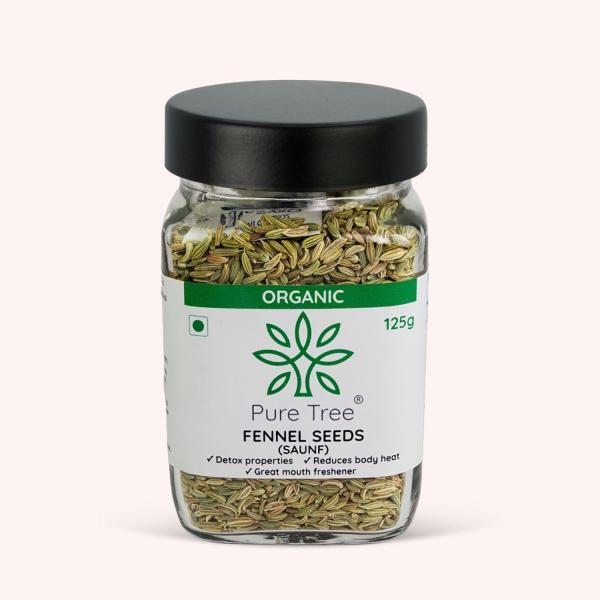 Pure Tree Certified Organic Fennel Seeds | | Glass Jar GROCERY