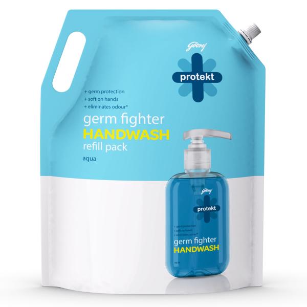 Godrej Protekt Germ Fighter Handwash Refill Pack | Aqua | Germ Protection & Soft on Hands - 1.5 L grocery