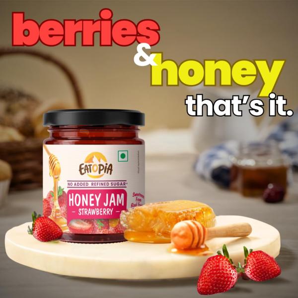Eatopia Strawberry Honey Jam | 100% Pure & Natural | Healthy Jam for Kids & Adults grocery