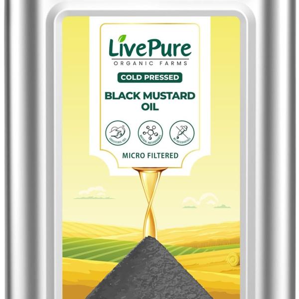 Livepure Organic Farms- Cold Pressed Mustard Oil (15L Tin),  GROCERY