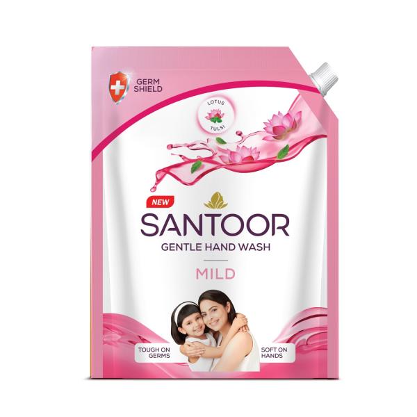 Santoor Mild Gentle Hand Wash 1300ml with Goodness of Lotus & Tulsi| Rich Lathering Formula with Anti-Bacterial Properties| grocery