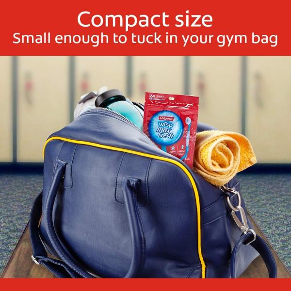 Colgate Adult Max Fresh Wisp Disposable Travel Manual Toothbrush, Peppermint - 24 Count, Red GROCERY