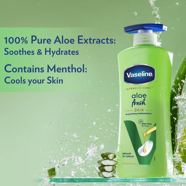 Vaseline Aloe Fresh Body Lotion,24 HR Long Lasting Moisturisation with Aloe Vera extract and Menthol 400ml grocery