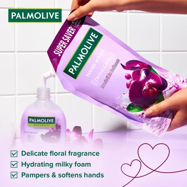 Palmolive Naturals Black Orchid & Milk Liquid Hand Wash Refill 750ml, Wash Away Germs, Refreshing Fragrance Handwash Refill Pack, grocery