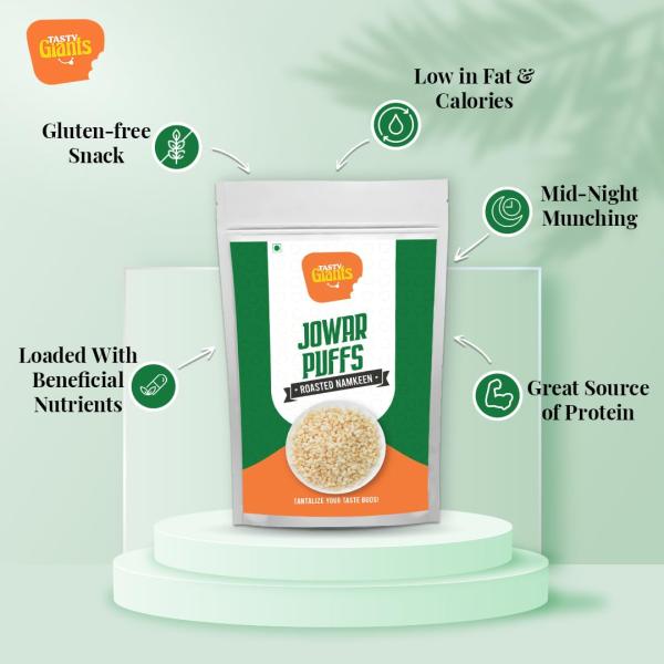 GROCERY   Tasty Giants Jowar Puffs 350g | Namkeen Combo Pack | Oil Free Snacks |