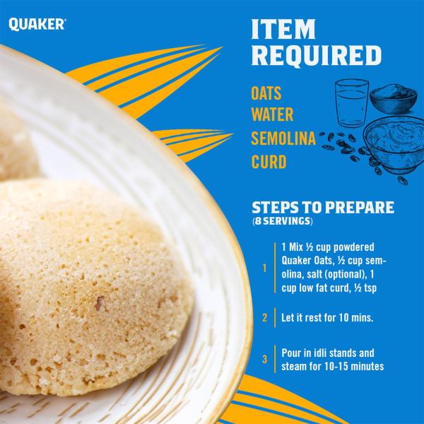 Quaker Oats 1Kg, Rolled Oats Natural Wholegrain, Nutritious Breakfast Cereals, Dalia Porridge, Easy To Cook, Honey