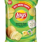 Lay's Potato Chips (40g + 8g Extra) +4.9g = 52.9 Gram, American Style Cream & Onion Flavour, Crunchy Chips & Snacks (Weight May grocery