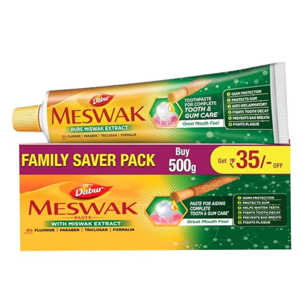 Dabur Meswak Complete Oral Care Toothpaste - 500g (2 x 200g + 1 x100g) | Complete Oral & Gum Care Toothpaste GROCERY