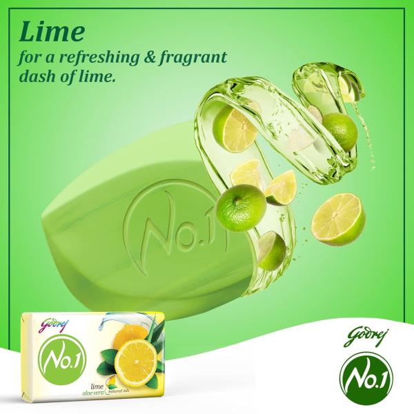 Godrej No.1 Lime & Aloe Vera (150g), Pack of 9 - High TFM (Grade 1 Soap), Long-Lasting Fragrance GROCERY