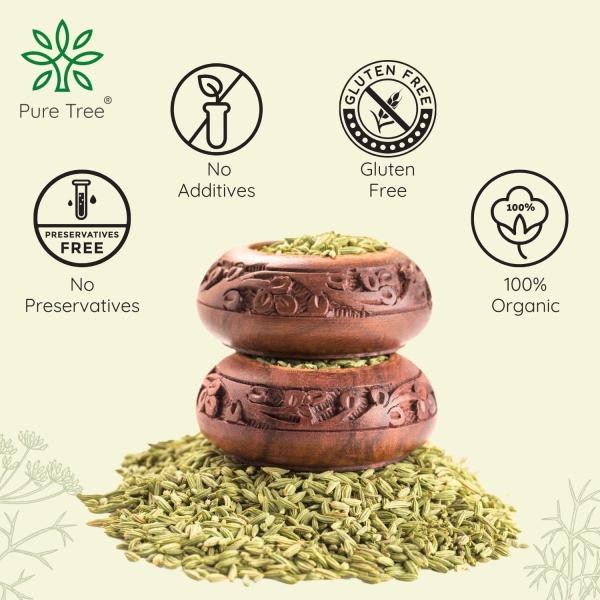 Pure Tree Certified Organic Fennel Seeds | | Glass Jar GROCERY