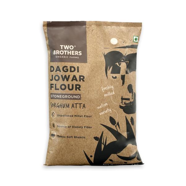 Two Brothers Organic Farms - Jowar Atta (2kg) | Vitamins & Minerals Rich Cereal | Stoneground Sorghum Flour GROCERY